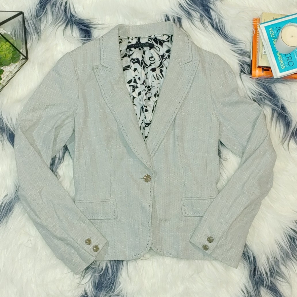Elie Tahari Blue Tweed Blazer